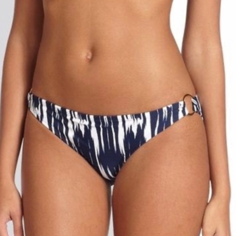 NWT Shoshanna Swimwear Navy & White Ikat Print Bathing Suit Bikini Bottoms -  M